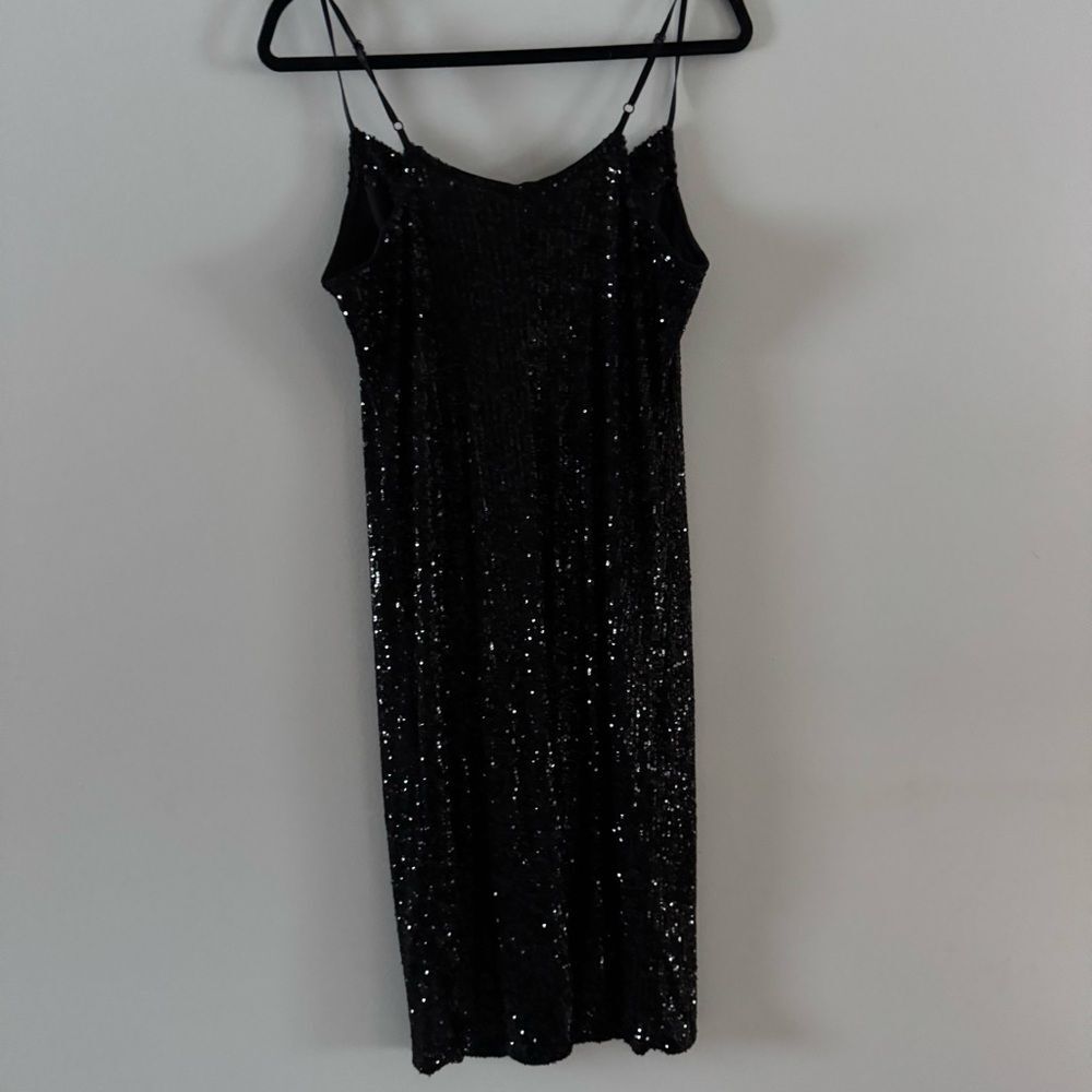 Cable & Gauge Sequin Black Midi Dress Night Luxe Event Gown S